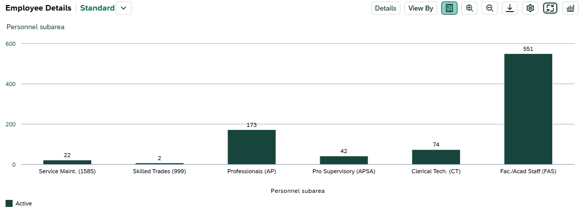 Screenshot of Headcount table with data