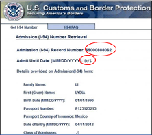 I-94 # I-94 Admit Until Date(Document states ‘D/S’)